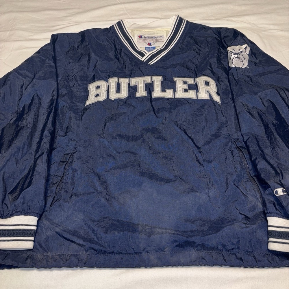 Vintage Eclectic Dad 90s Champion Butler Bulldogs Crinkle Track Pullover
